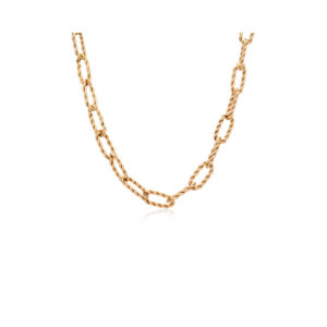 A 9ct yellow gold necklace with oval shaped, twisted rope style links.