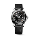 Longines, HydroConquest with a 41mm stainless steel case and a black rubber strap featuring a date function and a black dial with black bezel.