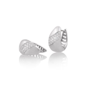 A pair of 18ct white gold, diamond set hoop earrings for pierced ears.