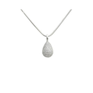 A 14ct white gold diamond set drop pendant and chain.