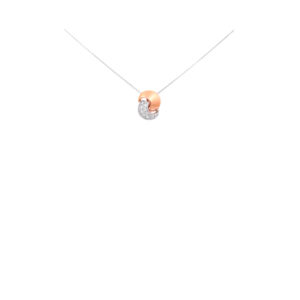An 18ct white and rose gold diamond set knot pendant and chain.