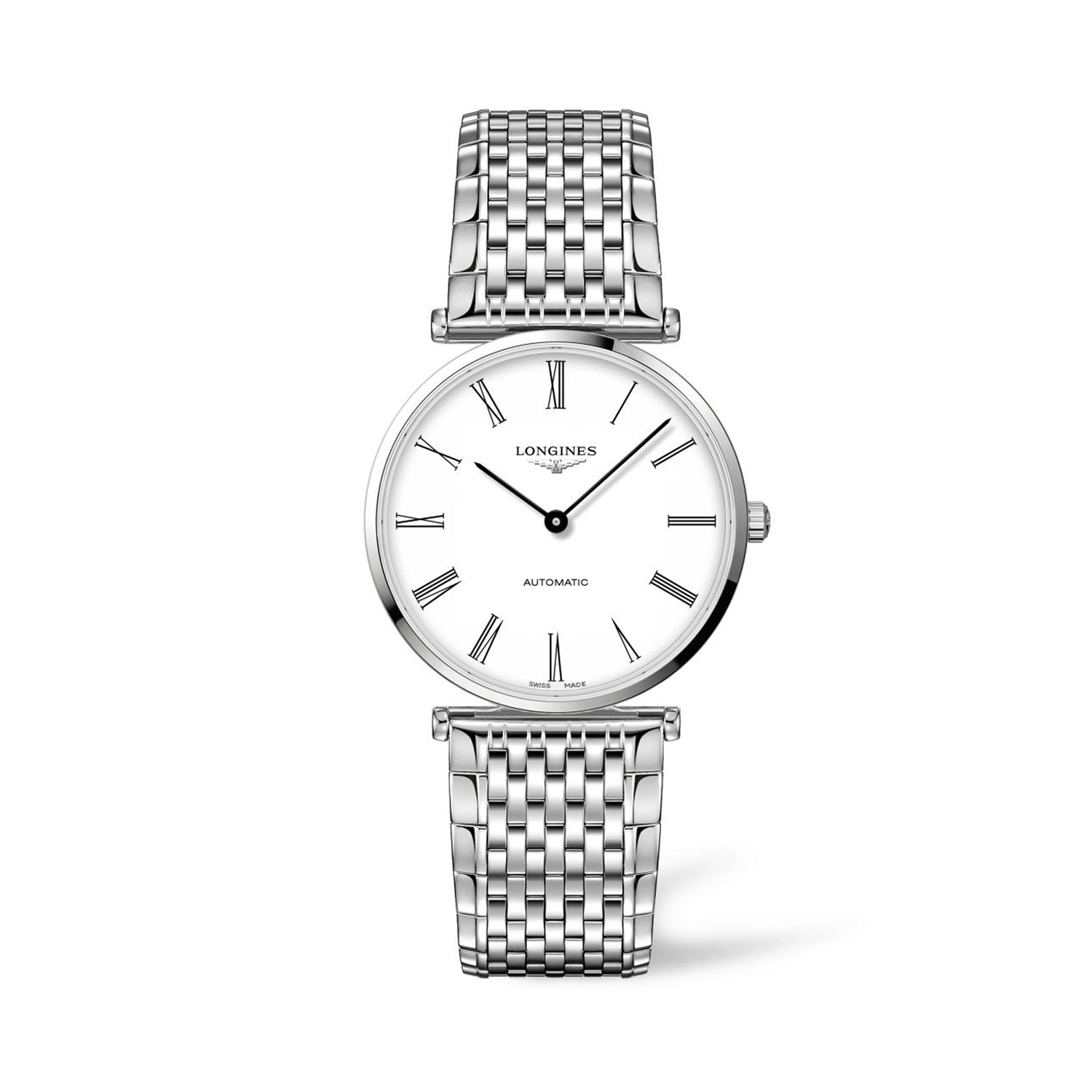 Longines, La Grande Classique White, Automatic Unisex Watch Longines, La Grande Classique with a 38mm stainless steel case and bracelet strap featuring a plain white dial.