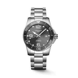 Longines, HydroConquest with a 41mm stainless steel case and bracelet strap featuring a date function and sunray grey dial and bezel.