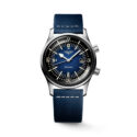 Longines, Legend Diver with a 42mm stainless steel case and a blue leather strap featuring a date function and a blue dial.