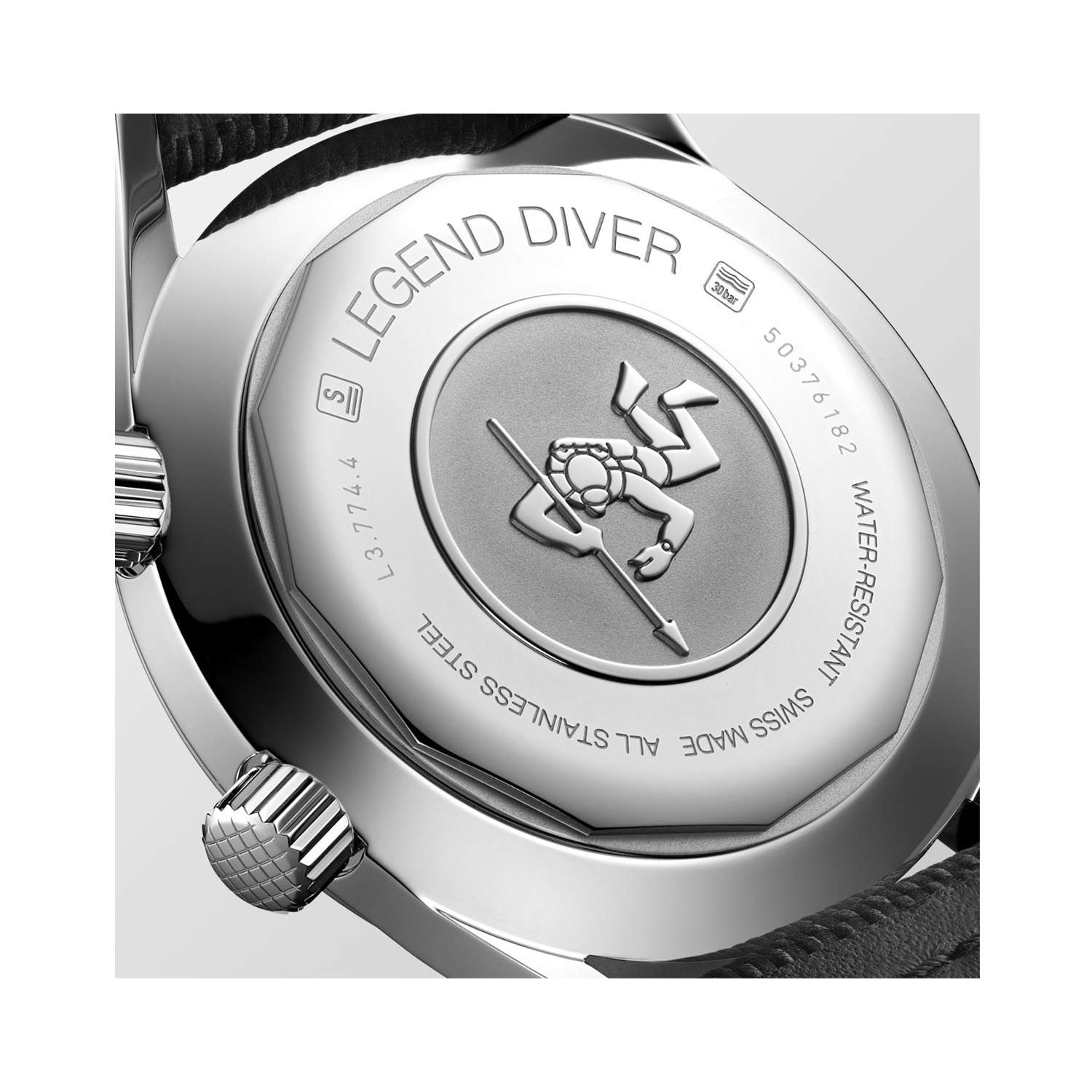 Longines, Legend Diver with a 42mm stainless steel case and a blue leather strap featuring a date function and a blue dial.