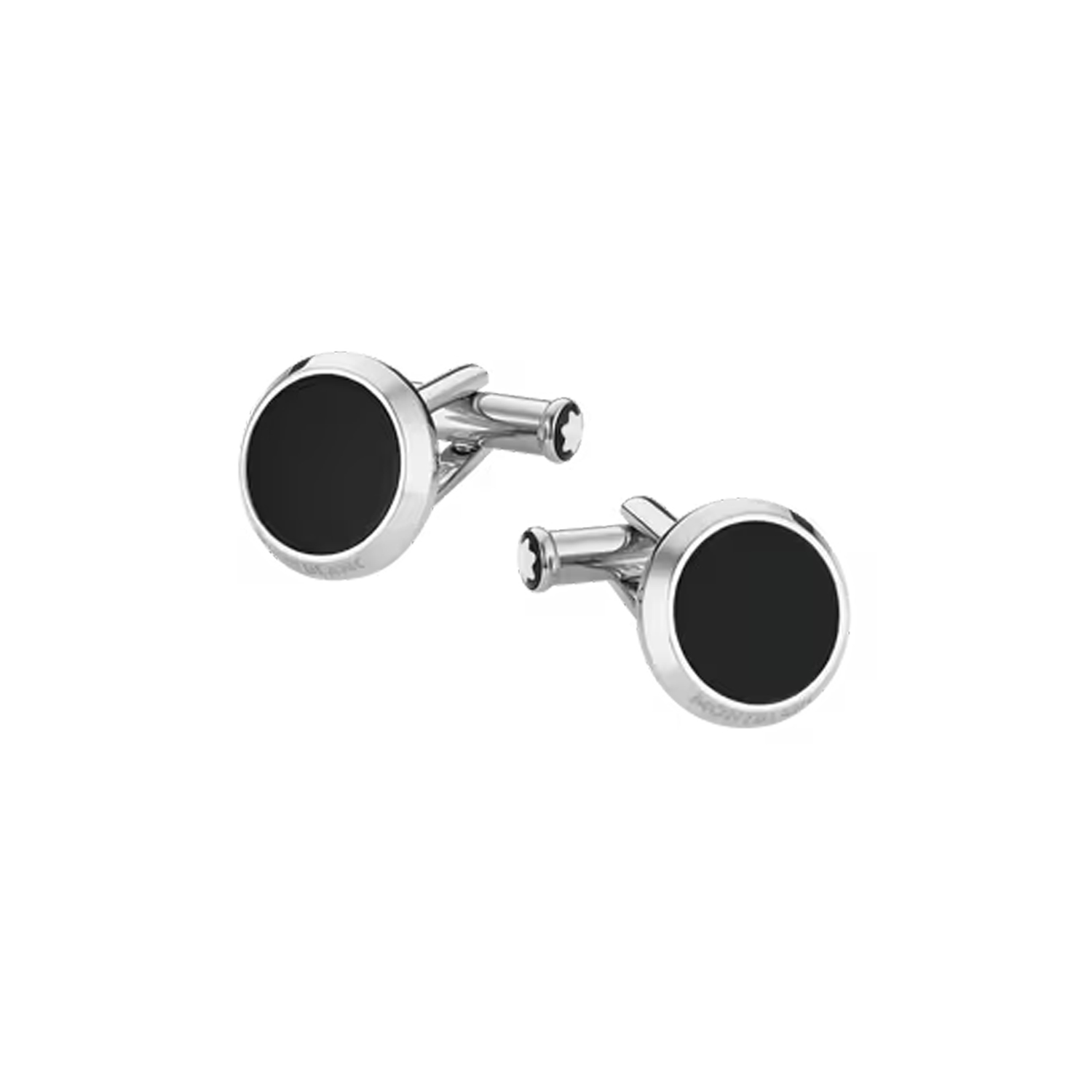 Montblanc, Meisterstück Black Onyx Cufflinks A pair of stainless steel Meisterstück black onyx cufflinks.