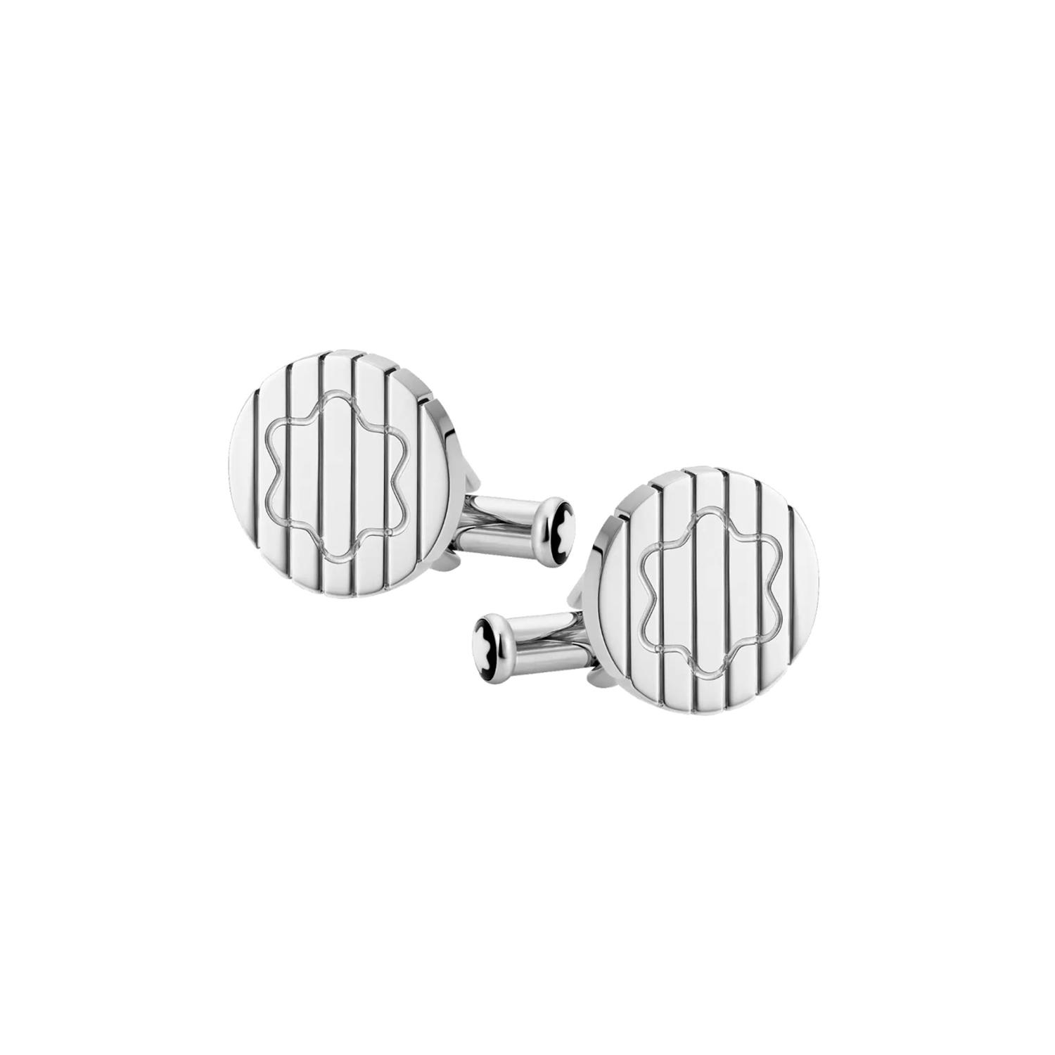 A pair of Montblanc, Sartorial cufflinks crafted in stainless steel with the snowcap emblem.