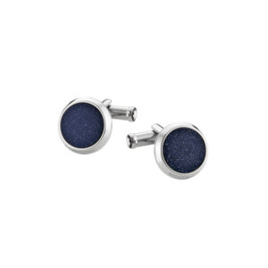 A pair of Montblanc, Meisterstück Blue Goldstone Inlay cufflinks crafted in stainless steel.