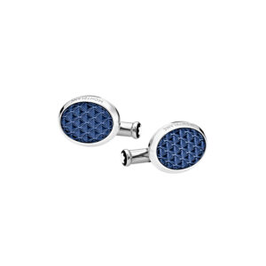 A pair of Montblanc, Meisterstück Oval Geometric Inlay cufflinks crafted in stainless steel.