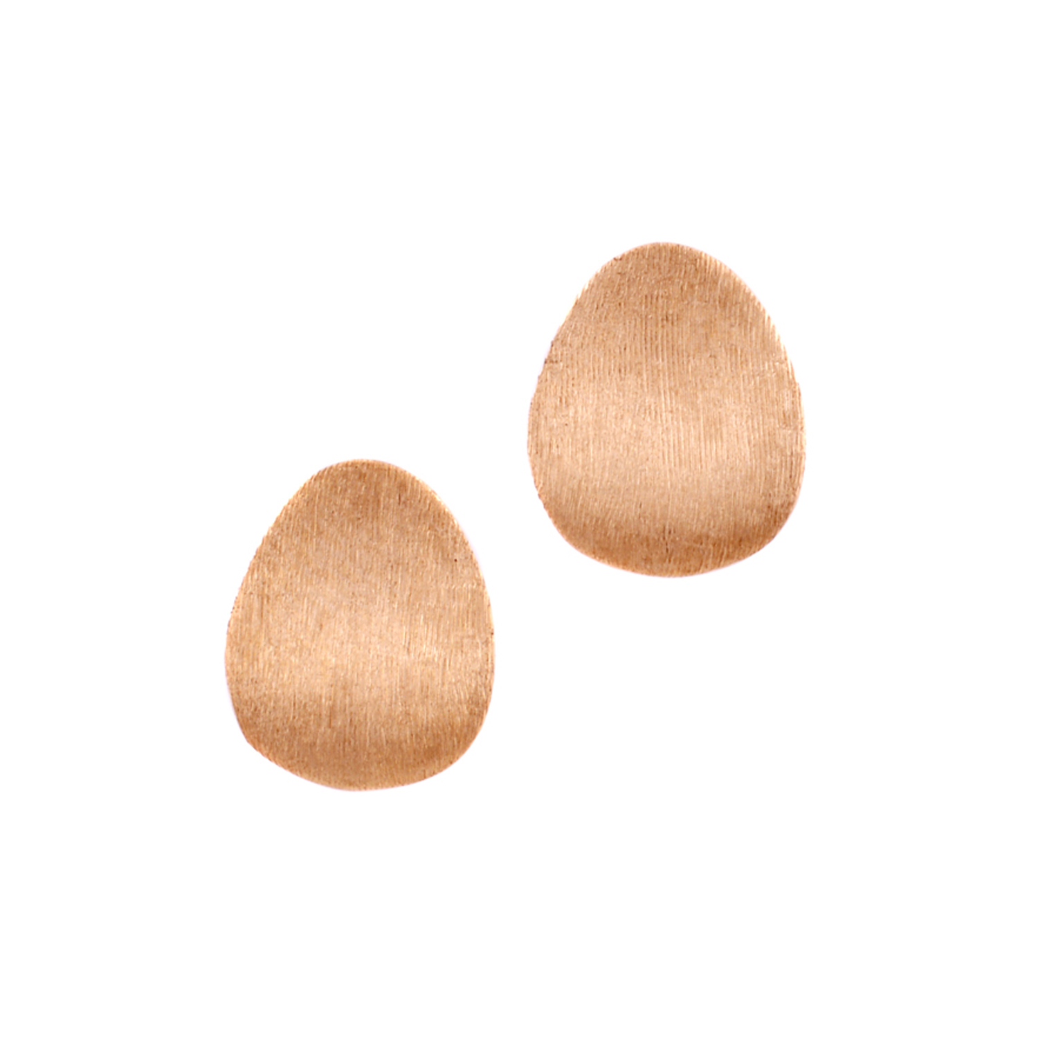 A pair of 9ct yellow gold satin finish oval stud earrings, for pierced ears.