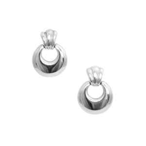 A pair of 9ct white gold circular stud earrings, for pierced ears.