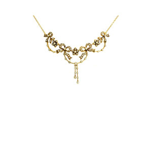 Edwardian 15ct Yellow Gold Pearl Set Necklace