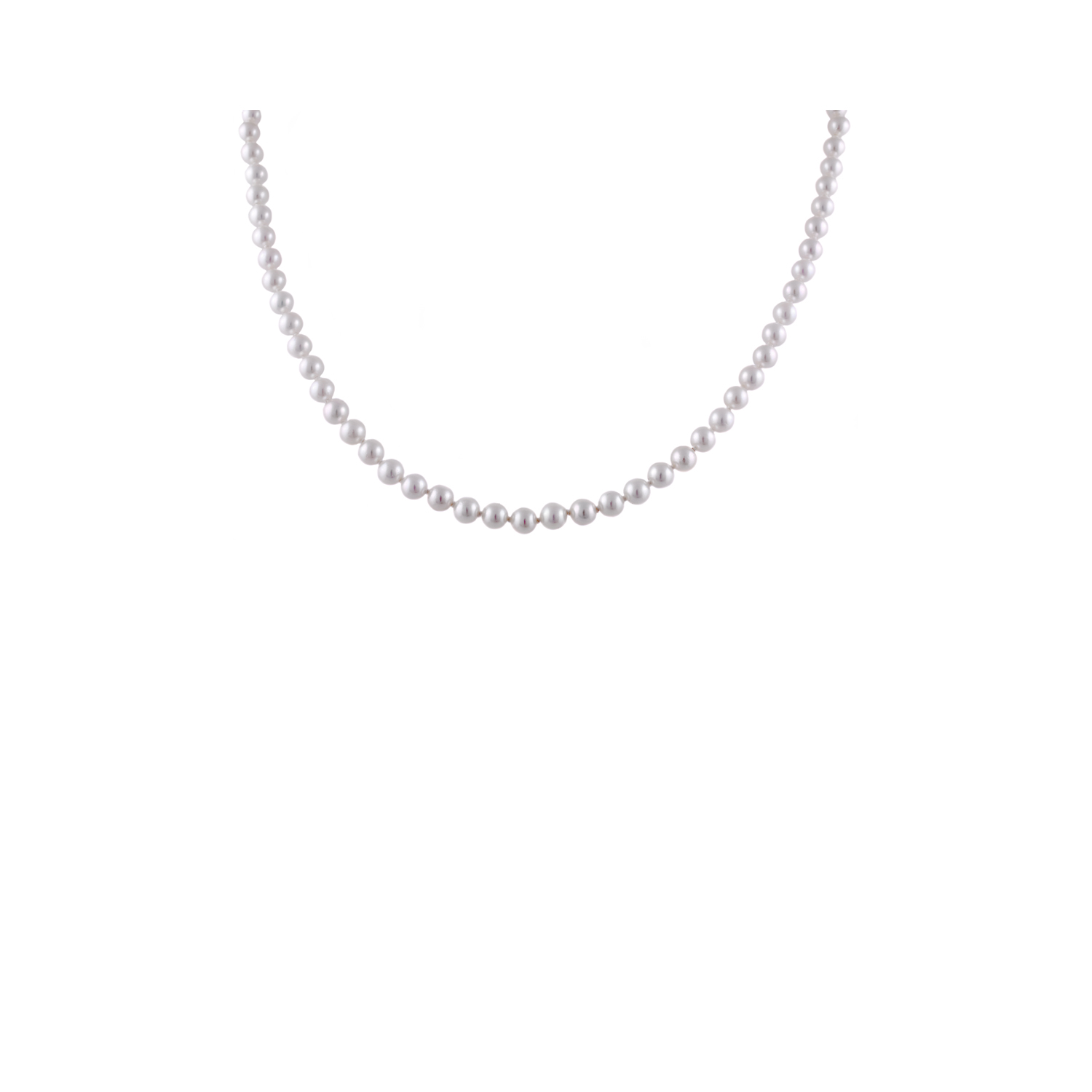 A white akoya cultured pearl necklace.