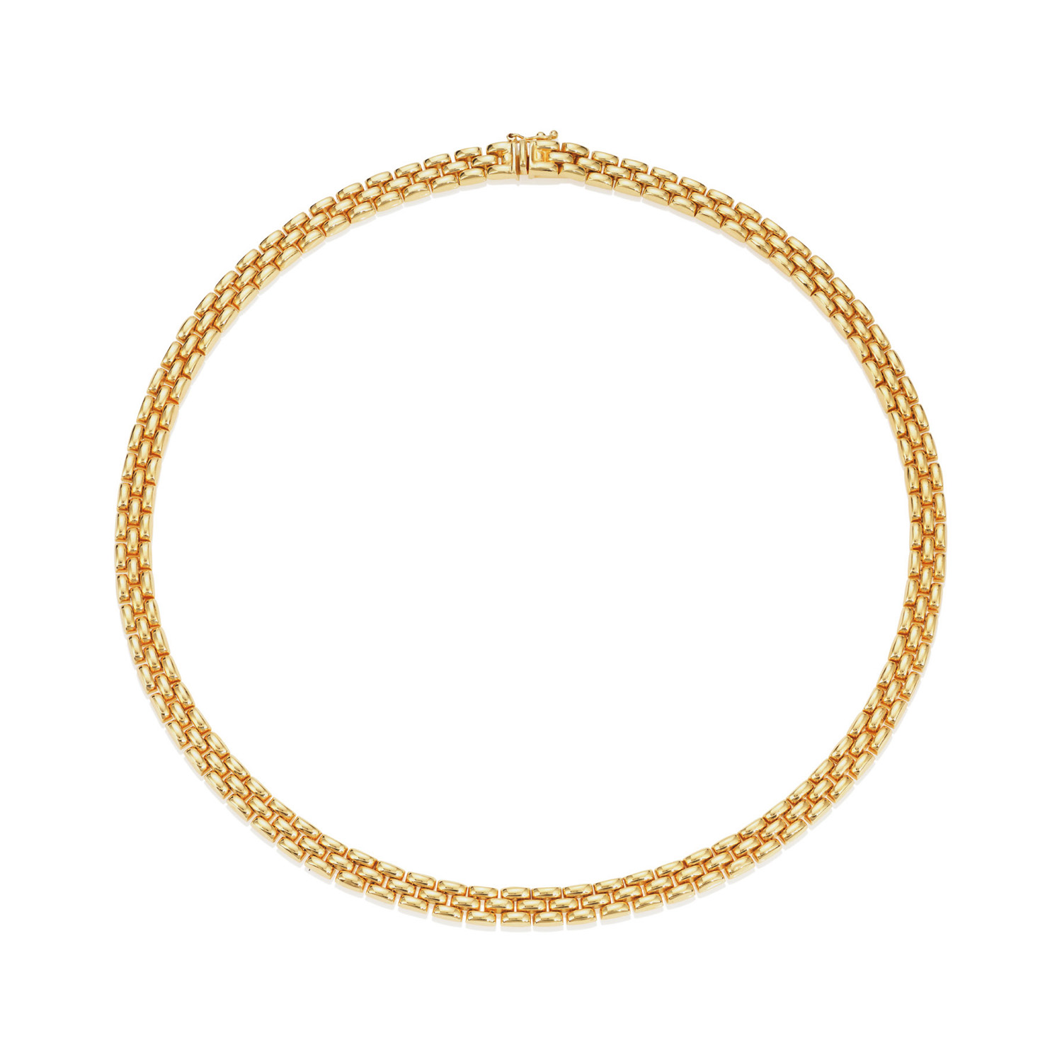 9ct Yellow Gold 17 Inch Brick Link Necklace A 9ct yellow gold brick link necklace.