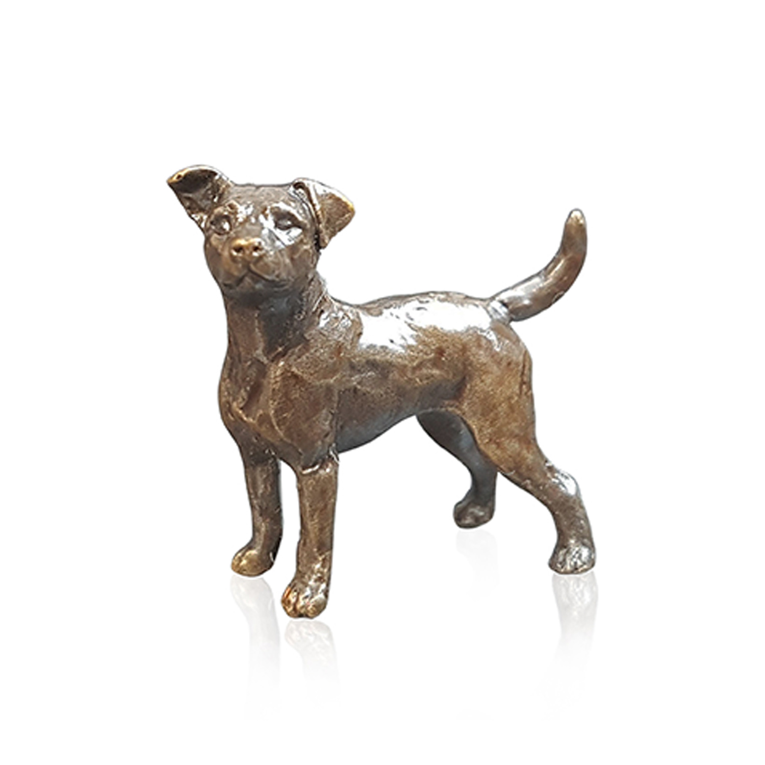 Made from solid foundry bronze, this piece depicts a small, energetic Jack Russell dog.