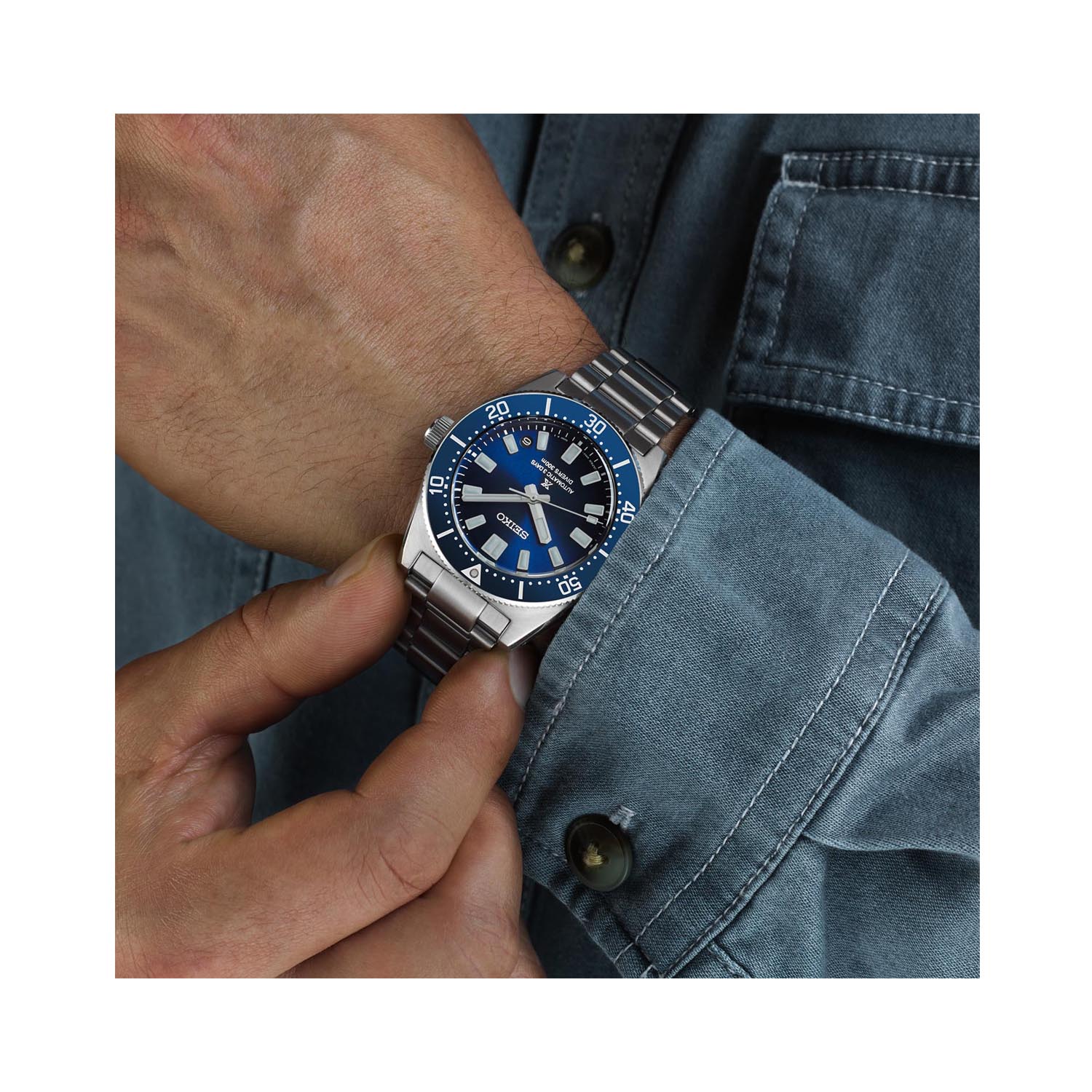 Seiko, Prospex 1965 Heritage 'Scuba Blue' with a 40mm stainless steel case and bracelet strap featuring a date function with a blue dial and ceramic bezel.