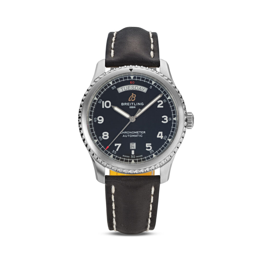 Pre owned Breitling watch with black strap and dial