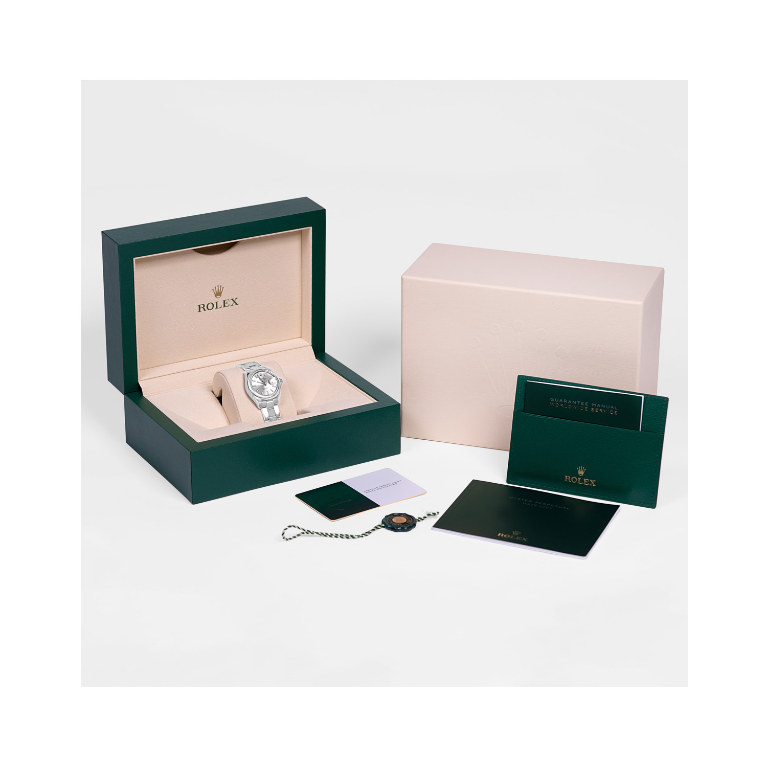 Rolex, Lady-Datejust with a 28mm Oystersteel case and Oyster bracelet featuring a date function and a silver coloured index dial.