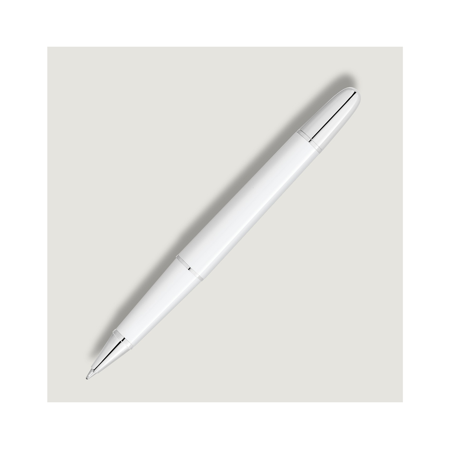 Montblanc, Meisterstück White Classique Rollerball Pen A Montblanc, Meisterstück White Classique Rollerball pen crafted in white precious resin with elegant platinum coated fittings featuring the Montblanc emblem inlaid in the cap top.