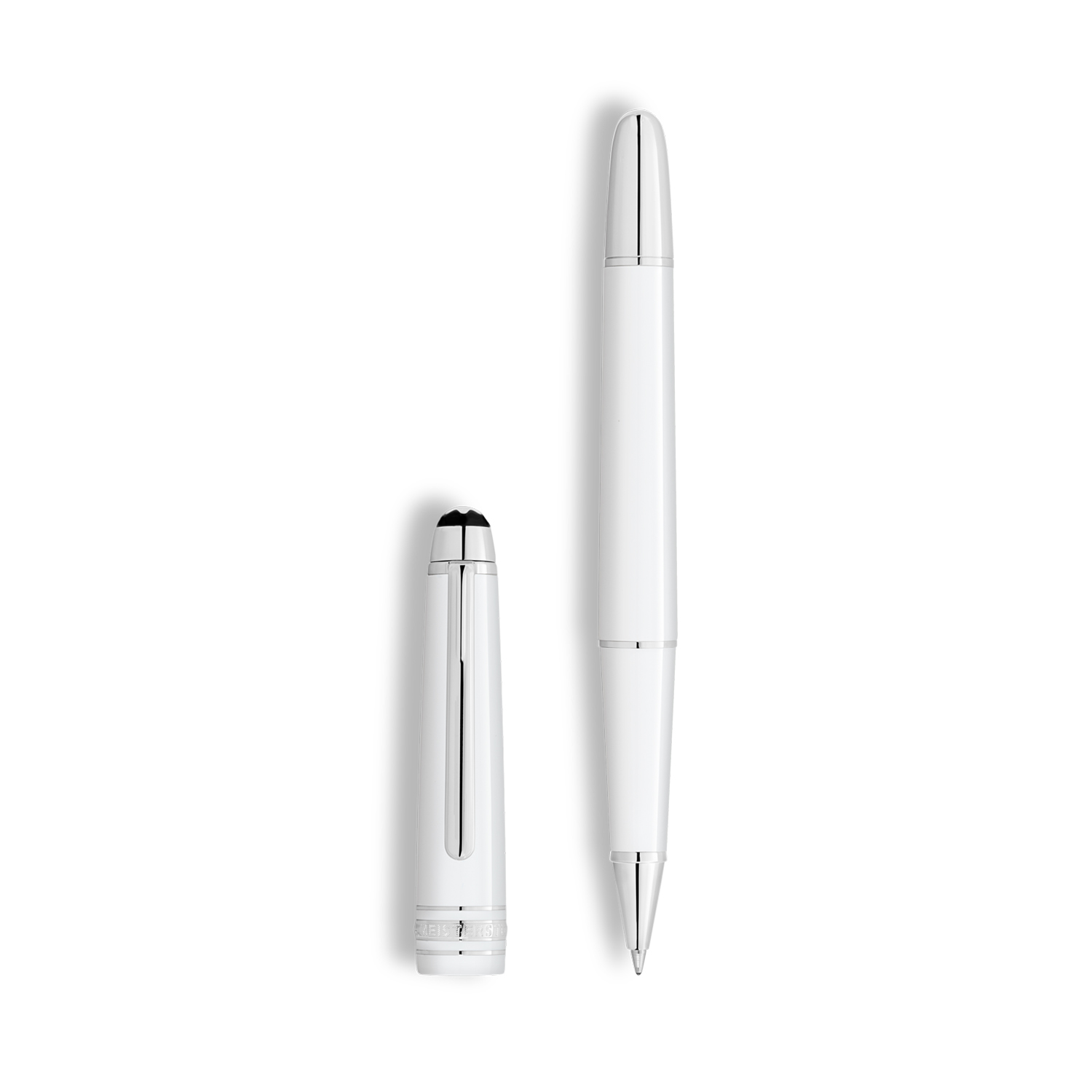 Montblanc, Meisterstück White Classique Rollerball Pen A Montblanc, Meisterstück White Classique Rollerball pen crafted in white precious resin with elegant platinum coated fittings featuring the Montblanc emblem inlaid in the cap top.