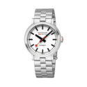 Mondaine, Original Automatic, Men's Watch Mondaine, Original Automatic with a 41mm stainless steel case and bracelet strap featuring a white dial.