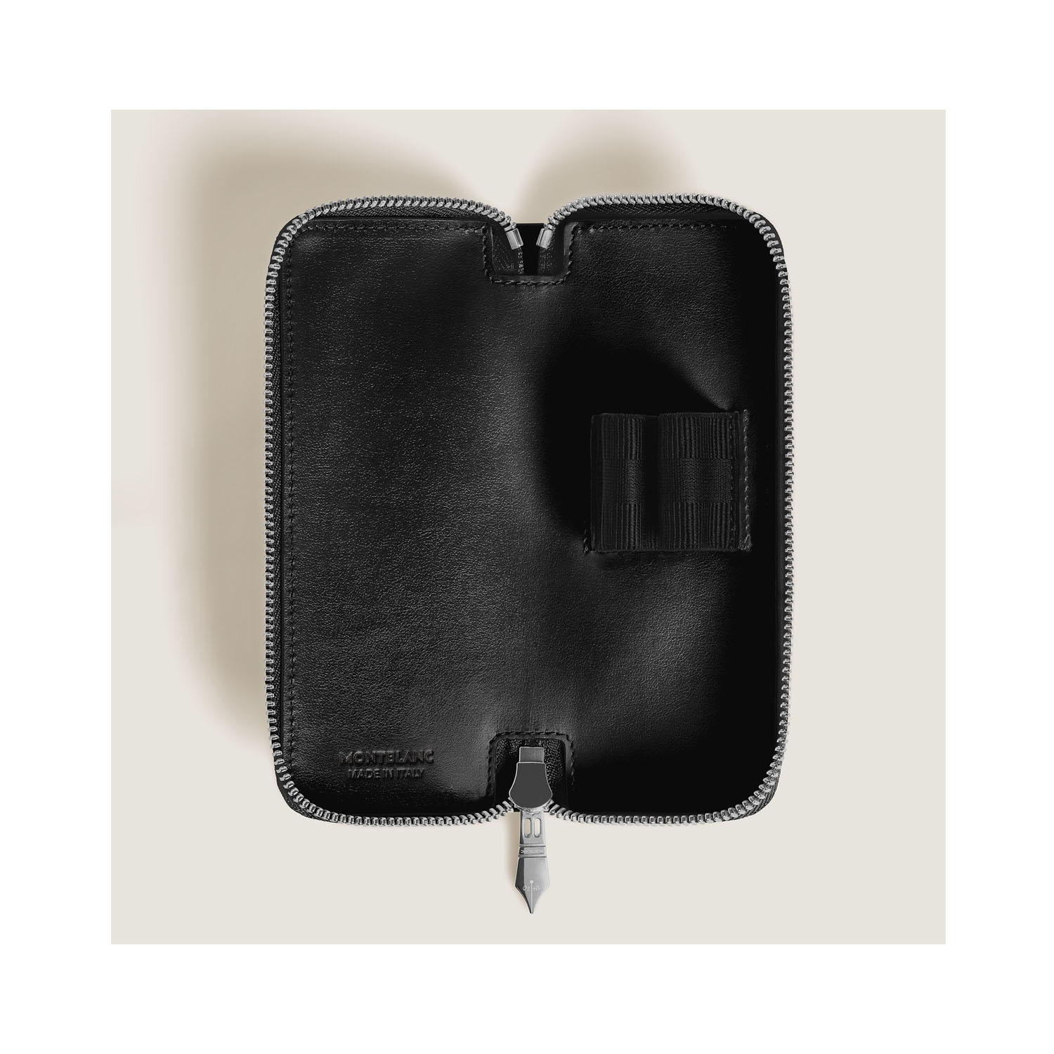 Montblanc, Meisterstück Black 2-Pen Pouch with Zip A Montblanc, Meisterstück 2-pen pouch crafted in luxurious, black smooth leather with space for two writing instruments and a zip closure.