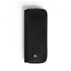 A Montblanc, Meisterstück 2-pen pouch crafted in luxurious, black smooth leather with space for two writing instruments and a zip closure.