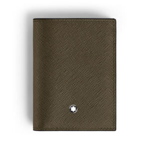 A Montblanc, Sartorial 4cc mini wallet crafted in embossed, khaki leather with four dedicated credit card slots, a compartment for banknotes and four additional pockets for storage.