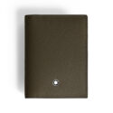 A Montblanc, Sartorial card holder crafted in khaki coloured leather featuring three credit card slots, a business card compartment, an additional interior pocket and a fourth exterior credit card slot.