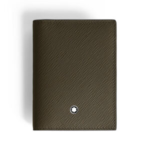 A Montblanc, Sartorial card holder crafted in khaki coloured leather featuring three credit card slots, a business card compartment, an additional interior pocket and a fourth exterior credit card slot.