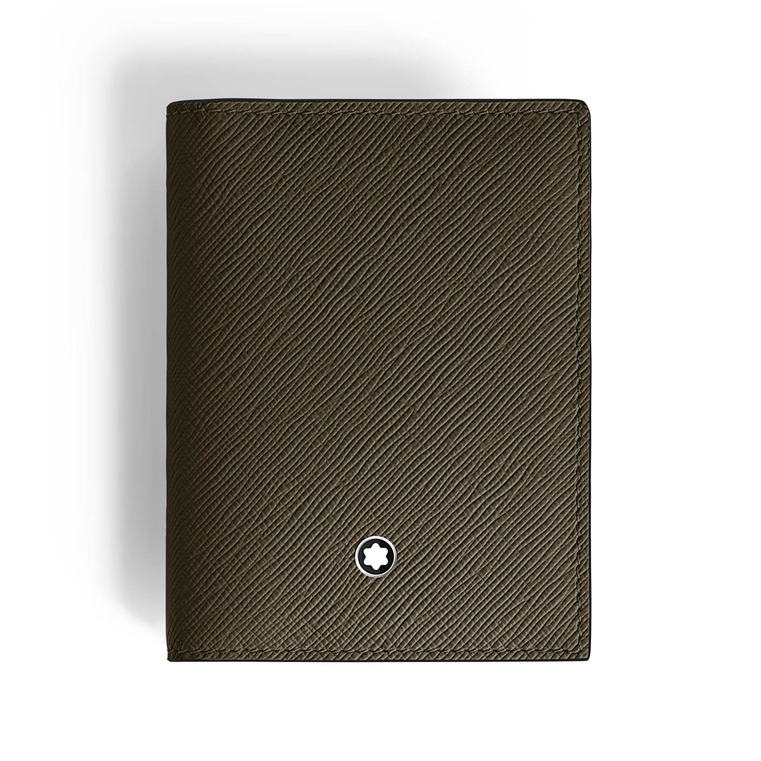 A Montblanc, Sartorial card holder crafted in khaki coloured leather featuring three credit card slots, a business card compartment, an additional interior pocket and a fourth exterior credit card slot.