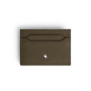 A Montblanc, Sartorial card holder crafted in khaki, saffiano-printed leather with space for up to five credit cards and finished with the Montblanc emblem on the front.