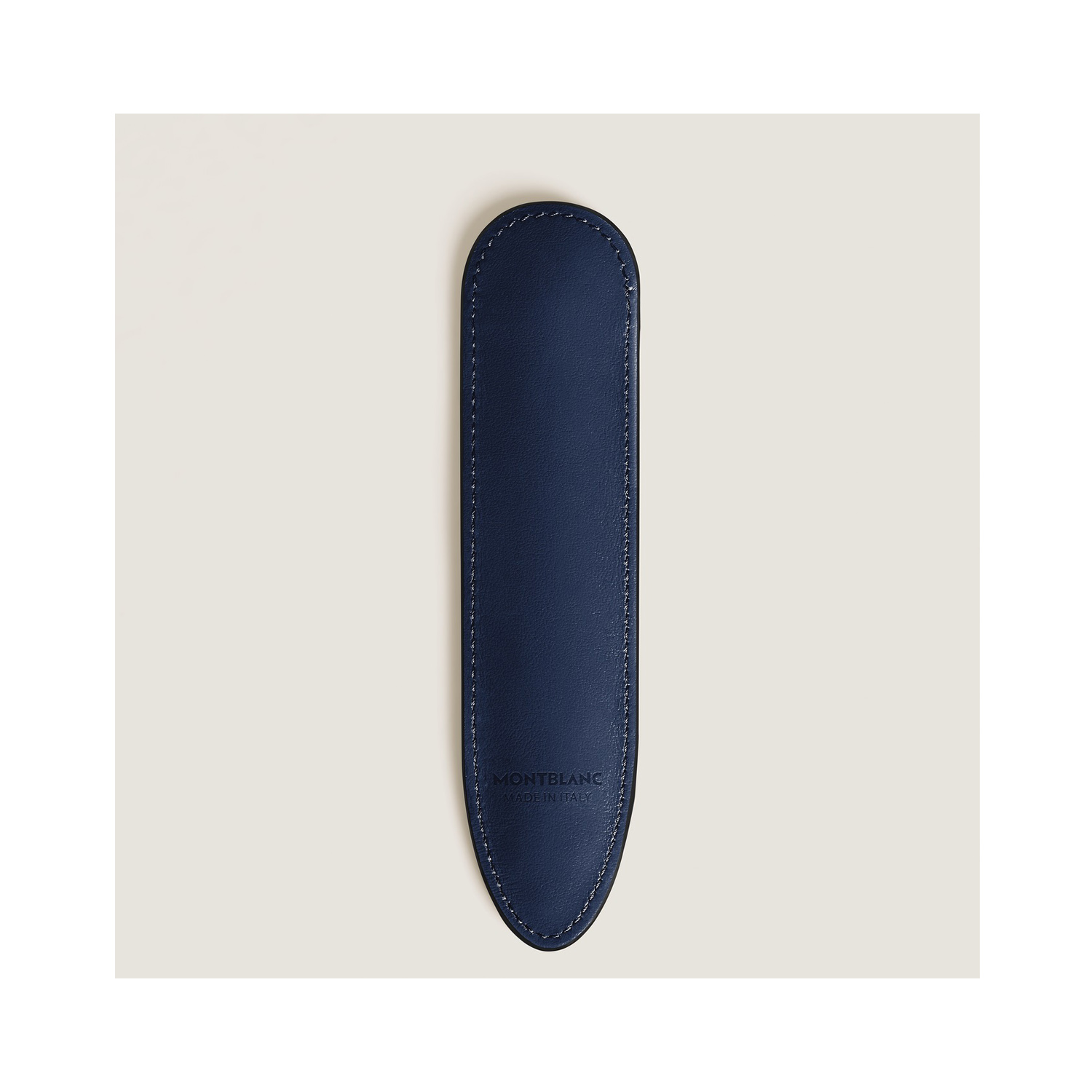 A Montblanc, Meisterstück pen sleeve crafted in ink blue coloured calfskin leather, made to carry one writing instrument.