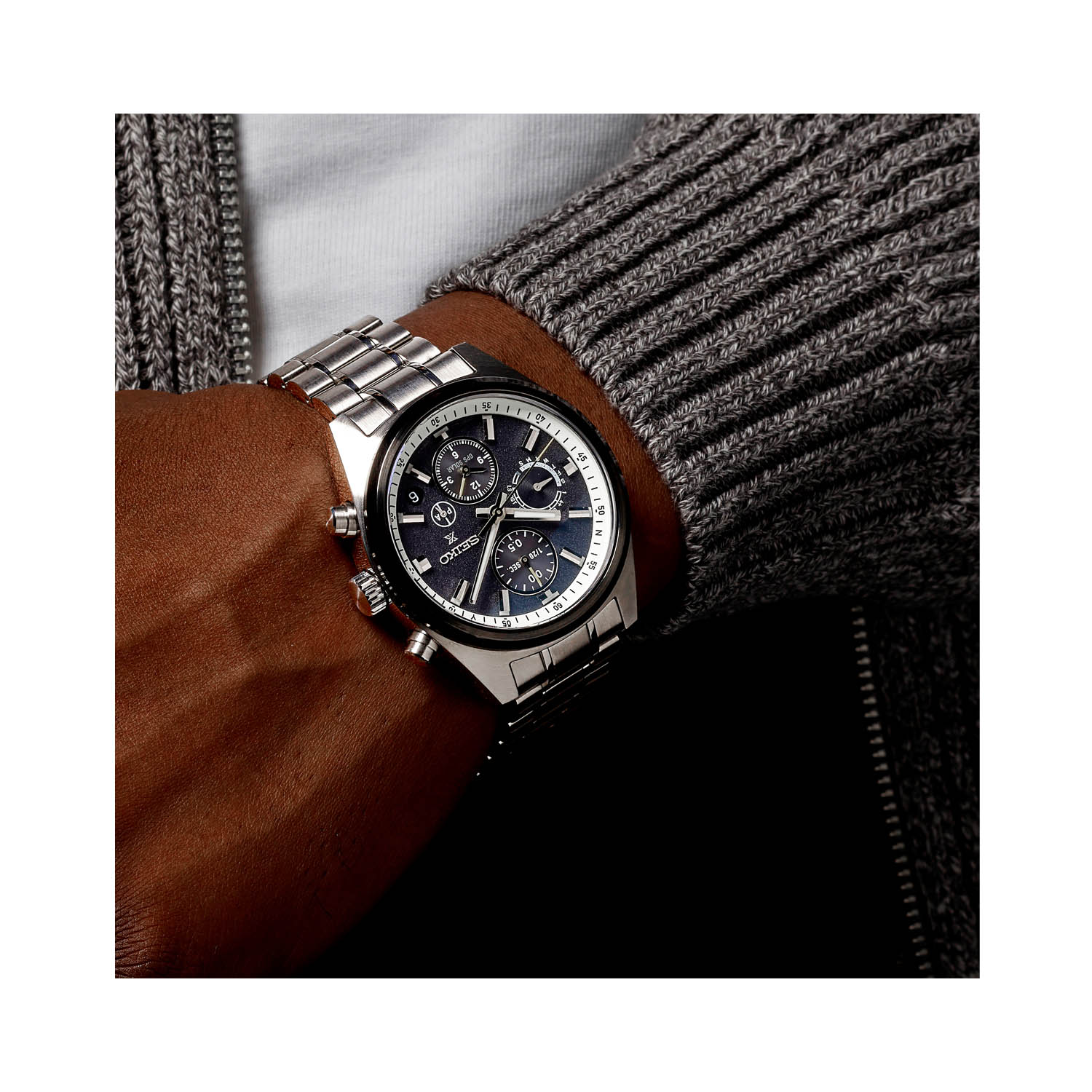 Seiko, Prospex Speedtimer GPS, Solar Men's Watch Seiko, Prospex Speedtimer GPS with a 42mm stainless steel case and bracelet strap featuring a GPS function, chronograph and a date function on a black dial.