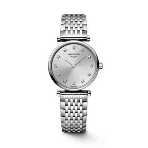 Longines, La Grande Classique with 24mm stainless steel case and bracelet strap feauring a silver diamond set dial.