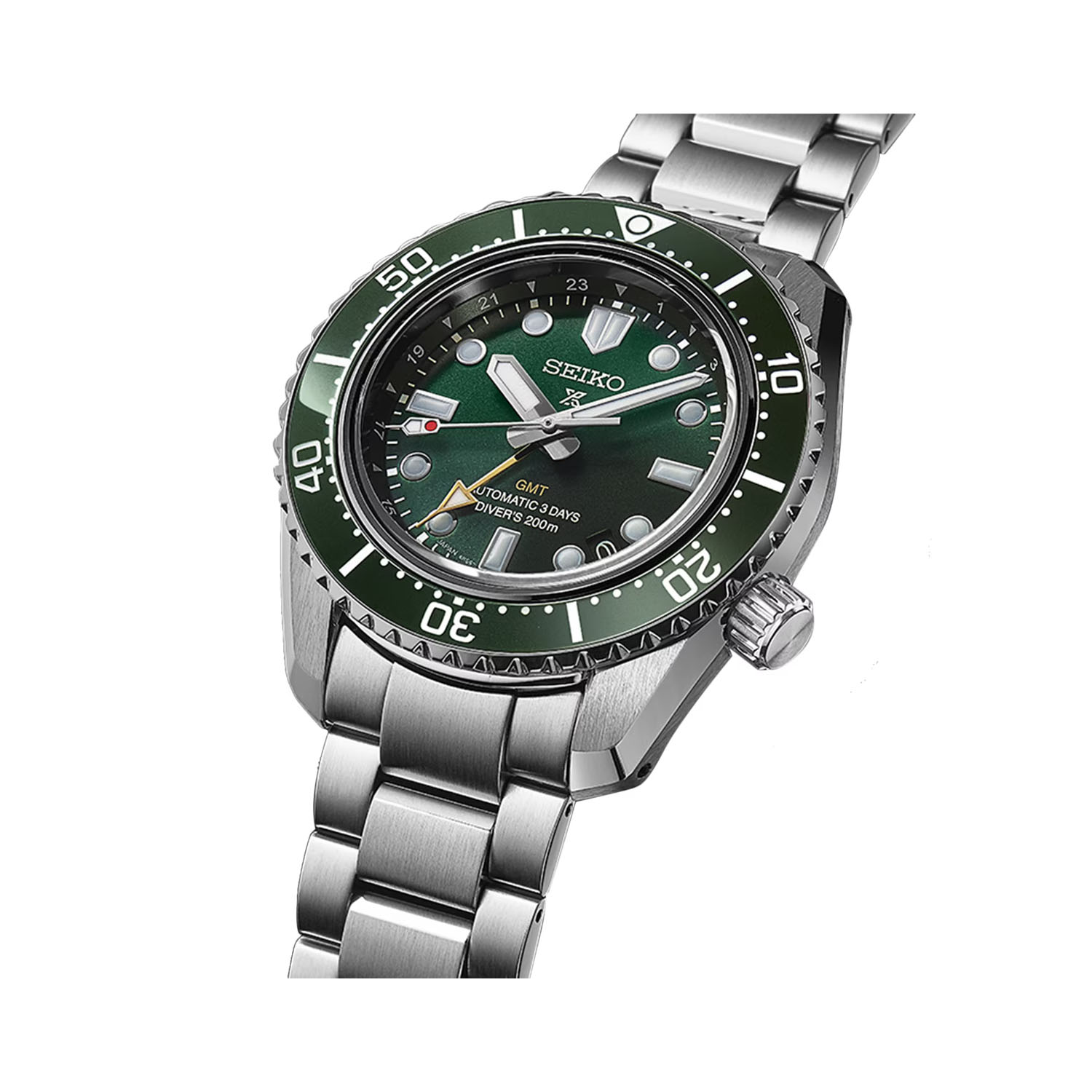 Seiko, Prospex 'Marine Green' with a 42mm stainless steel case and bracelet strap featuring a date function and a green dial and ceramic bezel.