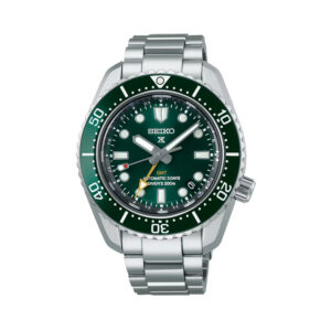 Seiko, Prospex 'Marine Green' with a 42mm stainless steel case and bracelet strap featuring a date function and a green dial and ceramic bezel.