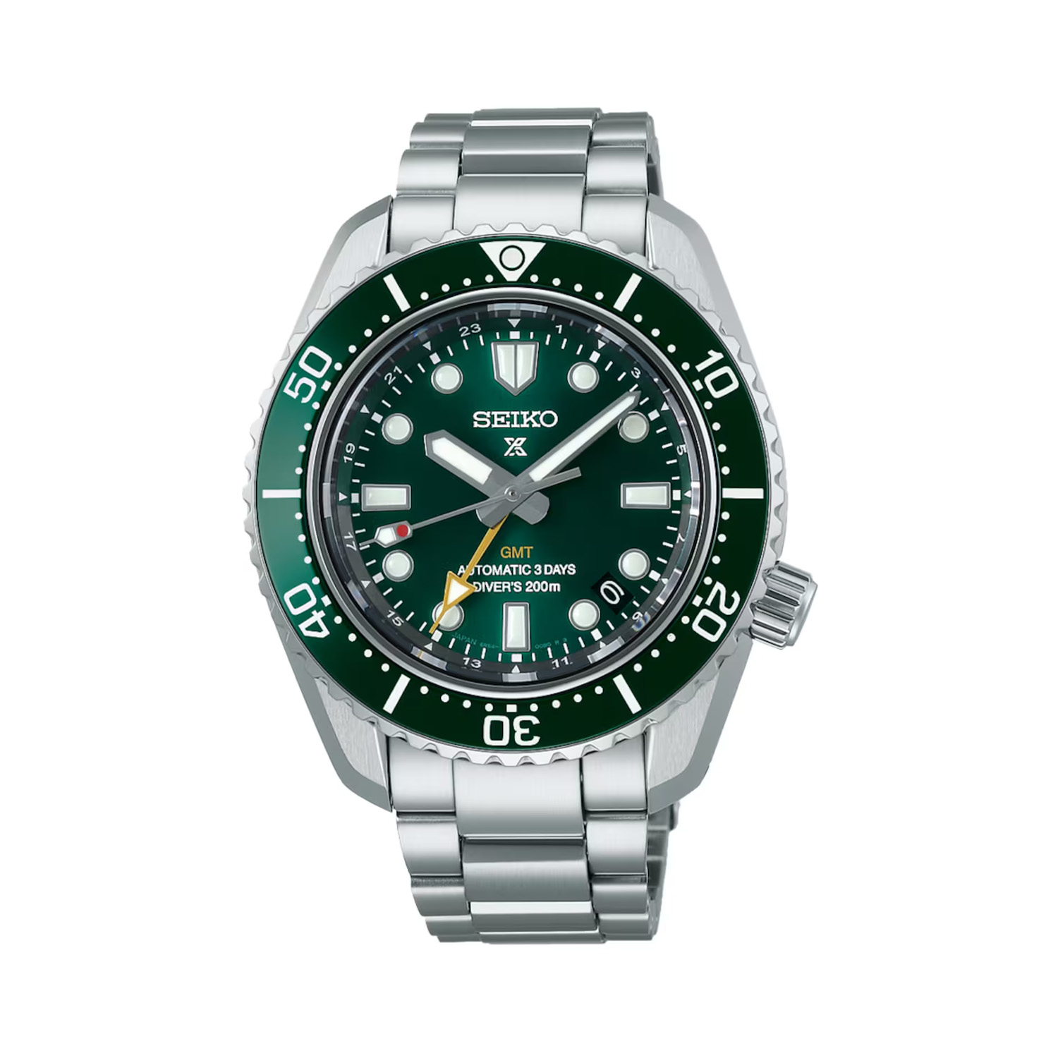 Seiko, Prospex 'Marine Green' with a 42mm stainless steel case and bracelet strap featuring a date function and a green dial and ceramic bezel.