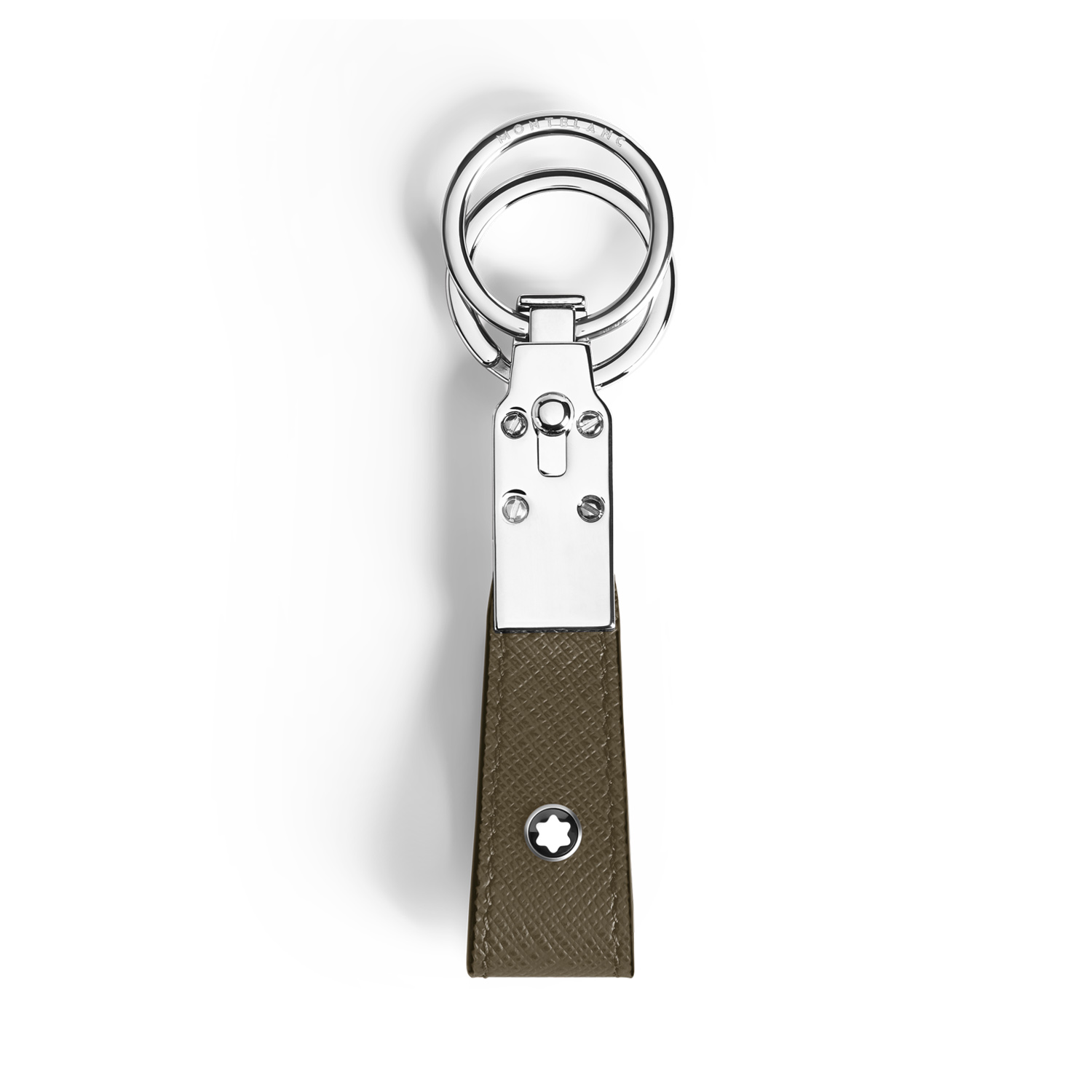 Montblanc, Sartorial Khaki Loop Key Holder A Montblanc, Sartorial loop key holder crafted in khaki Saffiano-printed leather and shaped into a loop, featuring increased functionality with the detachable ring to loop in several keys.