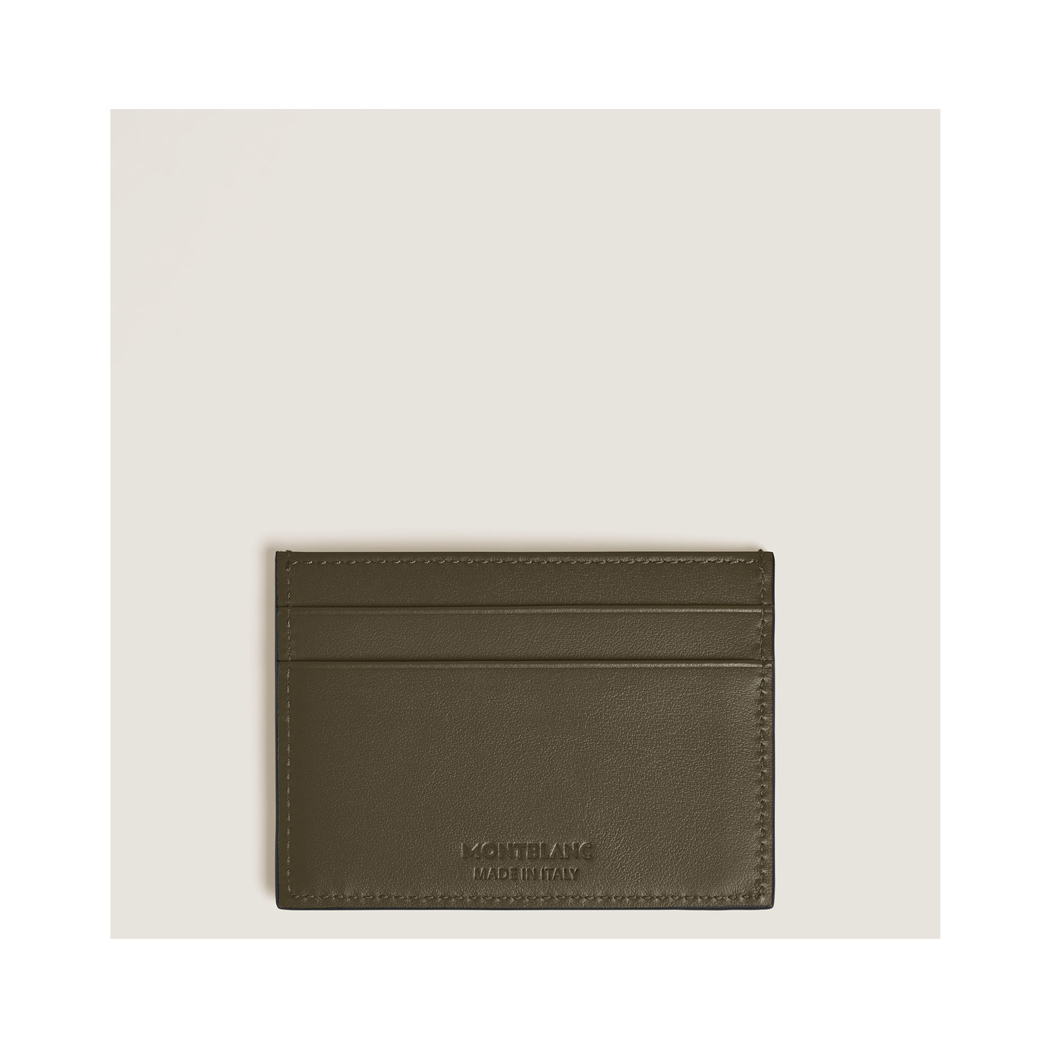 A Montblanc, Extreme 3.0 card holder crafted in embossed khaki coloured leather with the distinctive Extreme 3.0 motif, featuring space for up to five credit cards and finished with the Montblanc emblem on the front.