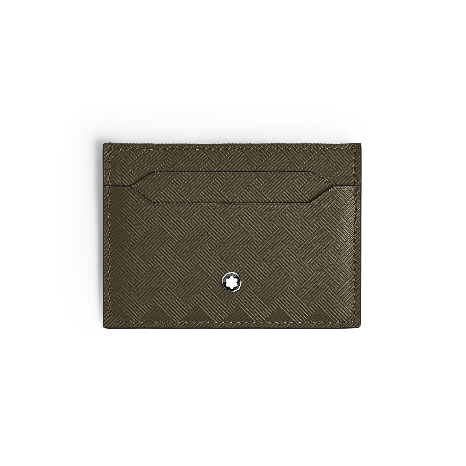 A Montblanc, Extreme 3.0 card holder crafted in embossed khaki coloured leather with the distinctive Extreme 3.0 motif, featuring space for up to five credit cards and finished with the Montblanc emblem on the front.
