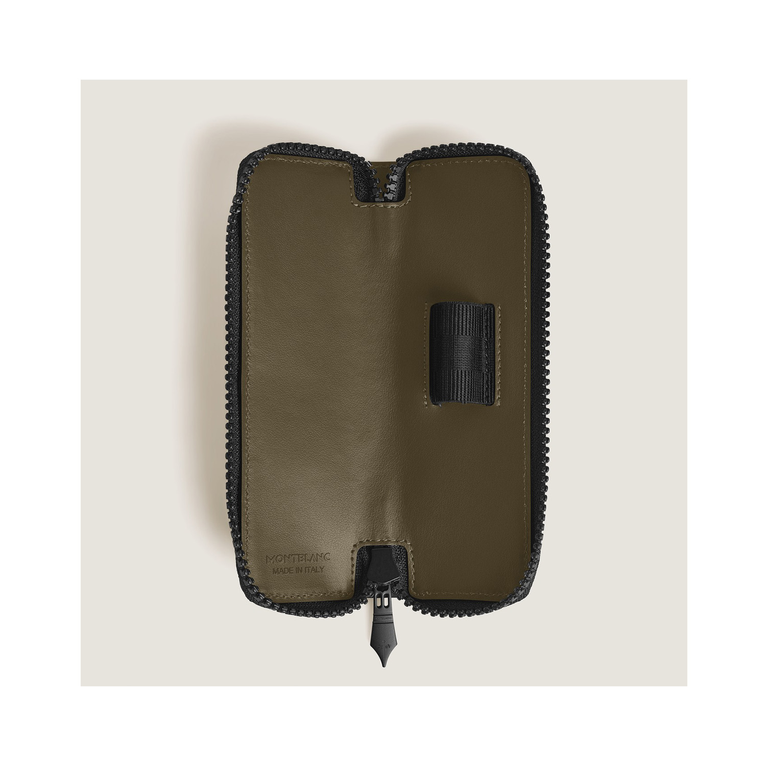 Montblanc, Extreme 3.0 pen pouch crafted in khaki coloured leather and embossed with the Extreme 3.0 pattern.
