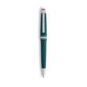 A Montblanc, Meisterstück Romeo & Juliet midsize ballpoint pen crafted in teal coloured precious resin with platinum coated fittings.