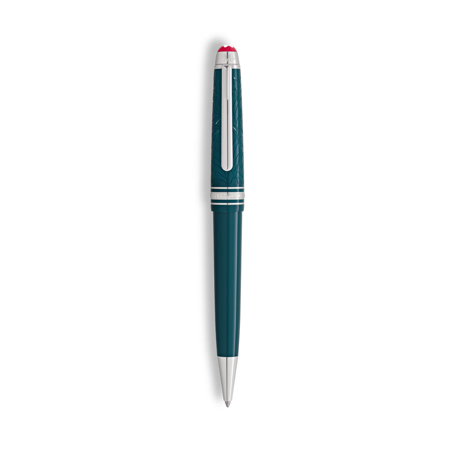 A Montblanc, Meisterstück Romeo & Juliet midsize ballpoint pen crafted in teal coloured precious resin with platinum coated fittings.