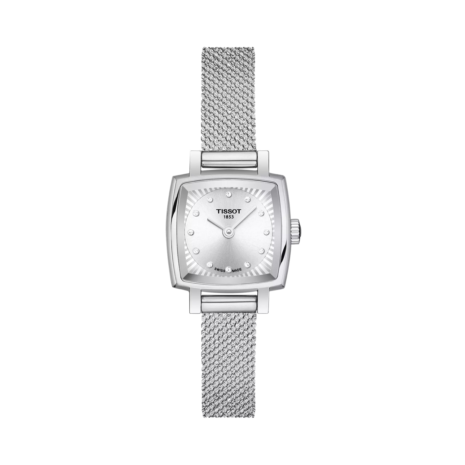 Tissot, Lovely Square Diamond Dial, Quartz Women's Watch Tissot, Lovely Square with a 20mm stainless steel case and bracelet strap featuring a diamond set silver dial.