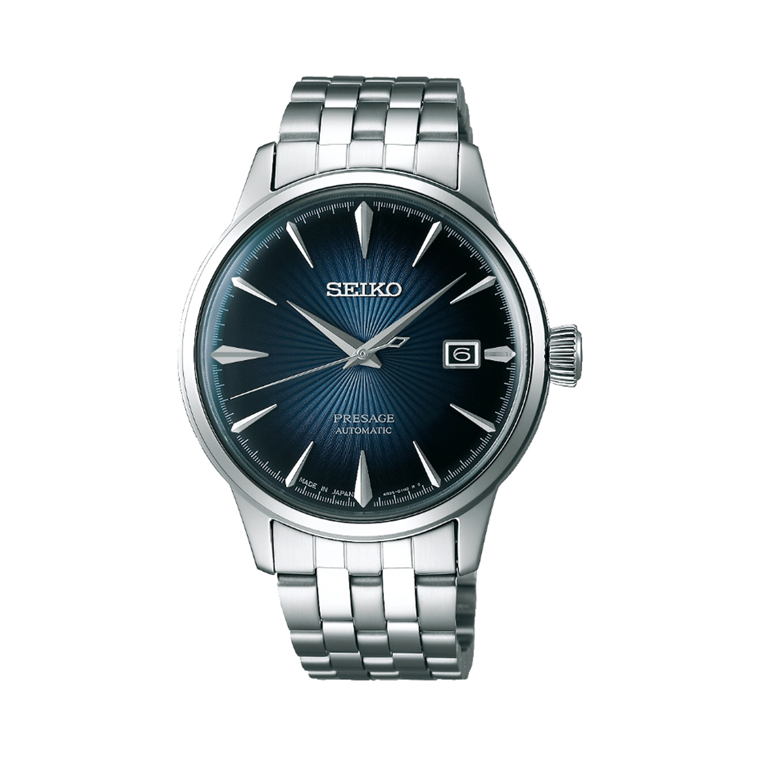 Seiko, Presage Cocktail Time ‘Blue Moon’, Automatic Men's Watch Seiko, Presage Cocktail Time ‘Blue Moon’ with a 40.5mm stainless steel case and bracelet strap featuring a date function and a blue dial.