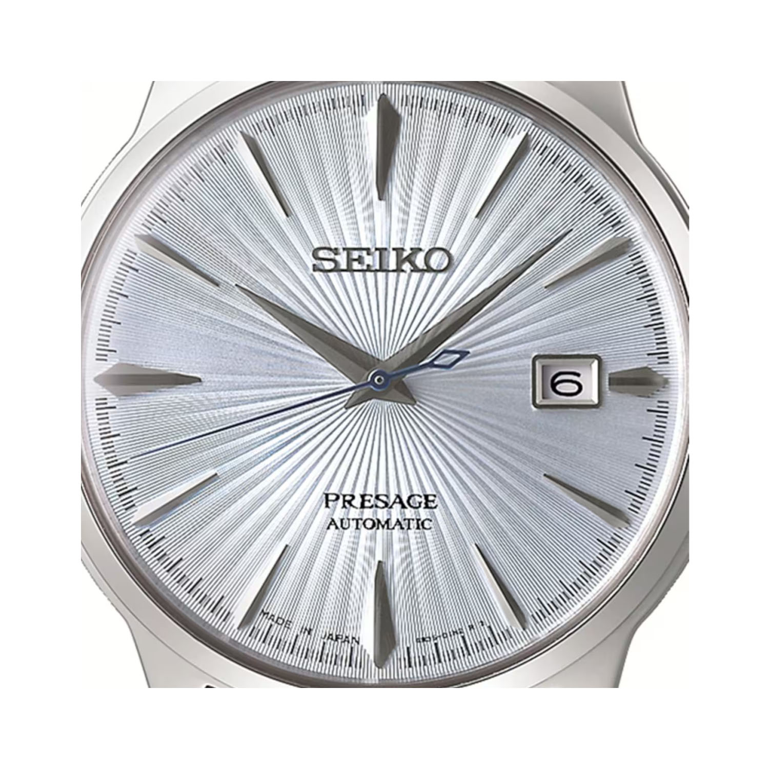 Seiko, Presage Cocktail Time 'Skydiving', Automatic Men's Watch Seiko, Presage Cocktail Time 'Skydiving' with a 40.5mm stainless steel case and bracelet strap featuring a date function and a blue patterned dial.