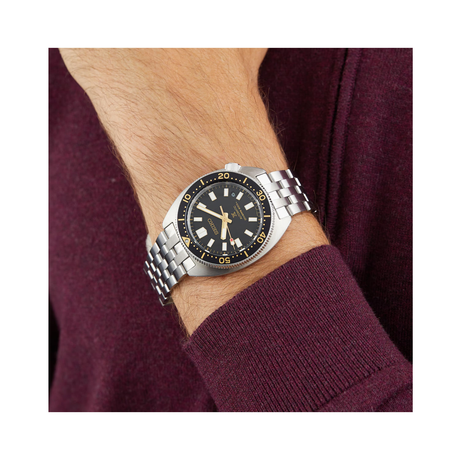 Seiko, Prospex Heritage 'Turtle' 1968 Re-Interpretation, Automatic Men's Watch Seiko, Prospex Heitage 'Turtle' 1968 Re-Interpretation with a 41mm stainless steel case and bracelet strap featuring a date function and a black dial and black ceramic bezel.