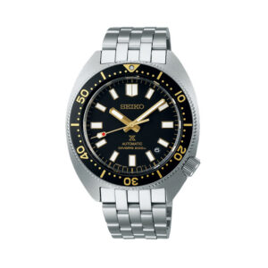 Seiko, Prospex Heitage 'Turtle' 1968 Re-Interpretation with a 41mm stainless steel case and bracelet strap featuring a date function and a black dial and black ceramic bezel.