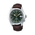 Seiko, Prospex 'Alpinist' Green with a 39.5mm stainless steel case and a brown leather strap featuring a date function and a green dial.